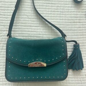 Kate Spade Teal Suede and Pebbled Leather Crossbody